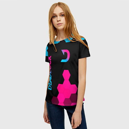 Женская футболка Deadlock - neon gradient вертикально / 3D-принт – фото 3