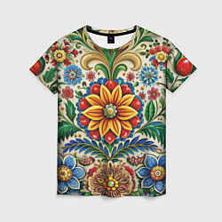 Женская футболка Русские классические узоры и орнамент