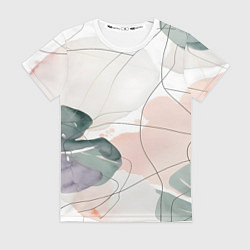 Женская футболка Акварельные листья светлые