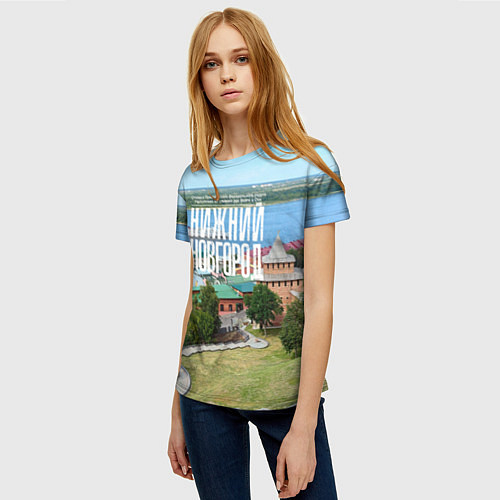 Женская футболка Нижний Новгород кремль / 3D-принт – фото 3