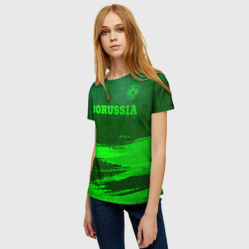 Женская футболка Borussia - green gradient посередине / 3D-принт – фото 3