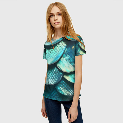 Женская футболка Чешуя крупной рыбы / 3D-принт – фото 3