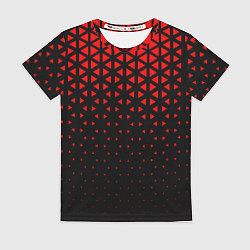 Футболка женская Геометрический градиент - чёрно-красный, цвет: 3D-принт