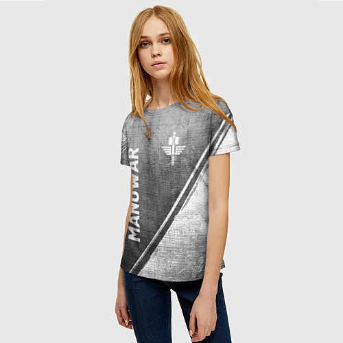 Женская футболка Manowar - grey gradient вертикально / 3D-принт – фото 3