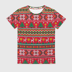 Футболка женская Текстура свитерной вязки новогодняя, цвет: 3D-принт