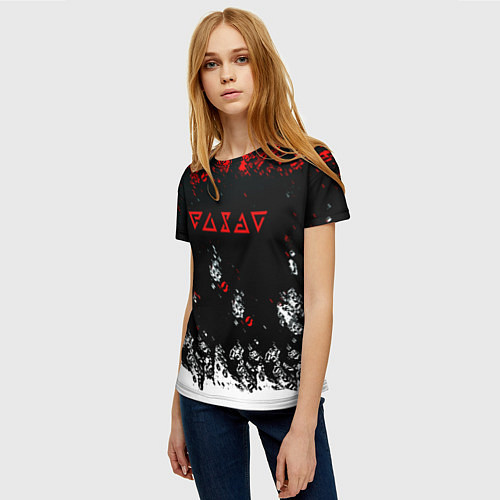 Женская футболка Ведьмак лого брызги красок / 3D-принт – фото 3