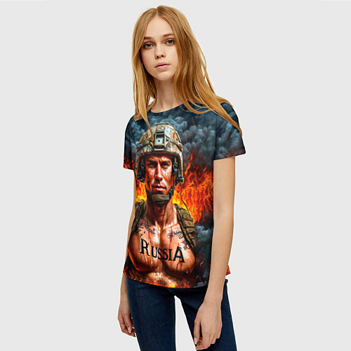 Женская футболка Воин России / 3D-принт – фото 3