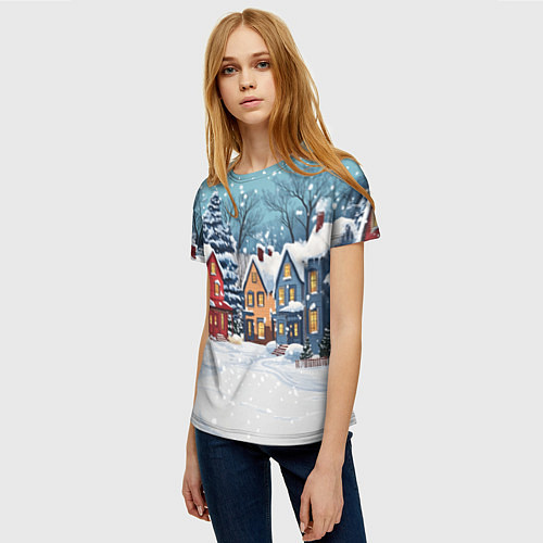 Женская футболка Пустой зимний дворик / 3D-принт – фото 3