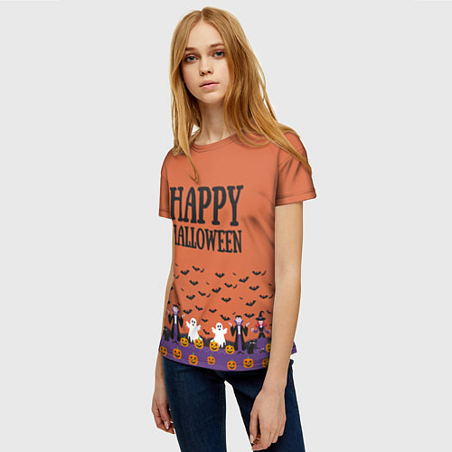 Женская футболка Happy Halloween pattern / 3D-принт – фото 3