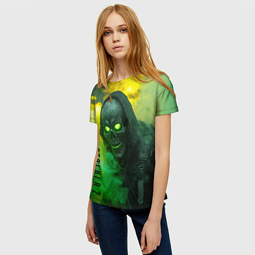 Женская футболка Stalker 2 скелет череп / 3D-принт – фото 3