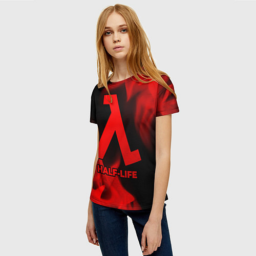 Женская футболка Half-Life - red gradient / 3D-принт – фото 3