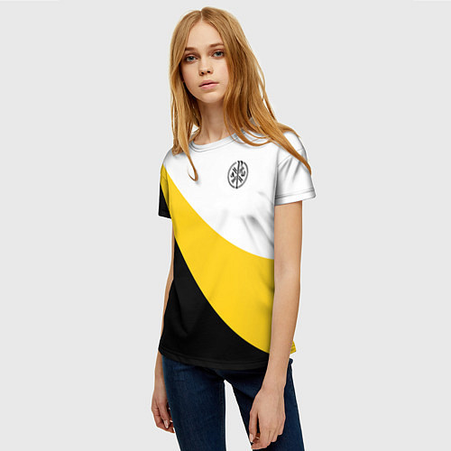 Женская футболка Мы русские с нами Бог малый черный кцк Николай II / 3D-принт – фото 3