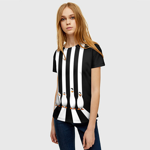 Женская футболка Четыре пингвина / 3D-принт – фото 3