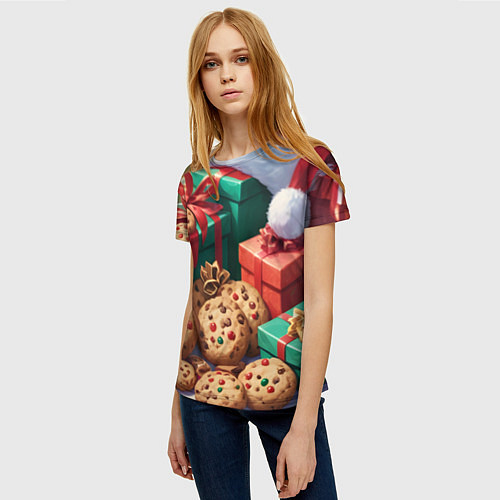 Женская футболка Рождественские подарки / 3D-принт – фото 3