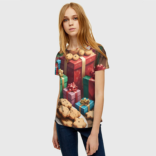 Женская футболка Рождественское печенье / 3D-принт – фото 3