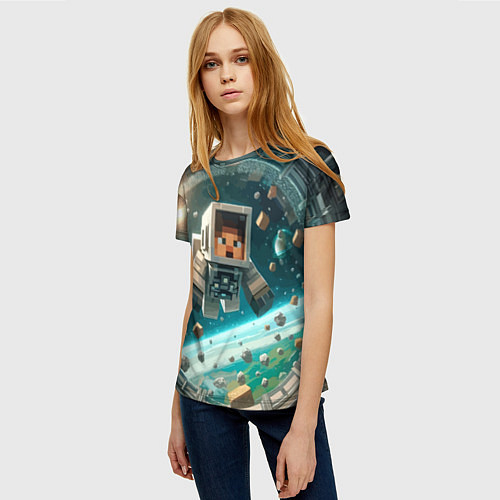 Женская футболка An astronaut in outer space - Minecraft / 3D-принт – фото 3