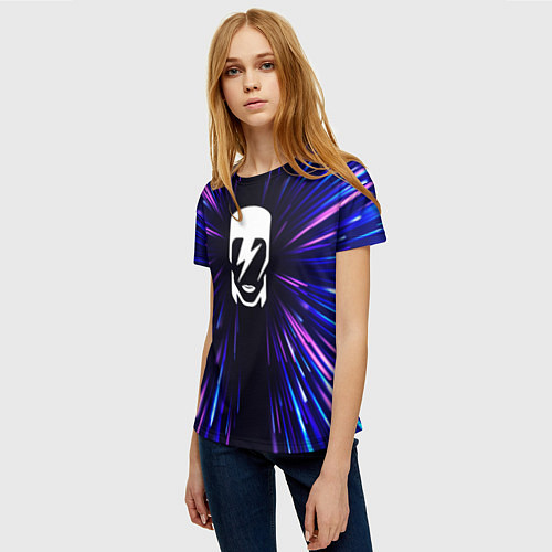 Женская футболка David Bowie neon energy / 3D-принт – фото 3