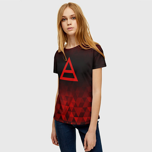 Женская футболка Thirty Seconds to Mars red poly / 3D-принт – фото 3