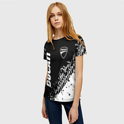 Футболка женская Ducati - следы от шин, цвет: 3D-принт — фото 2
