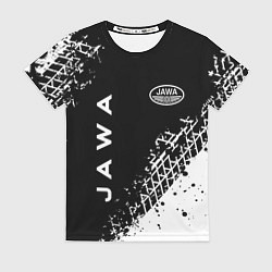 Женская футболка Jawa - следы от шин