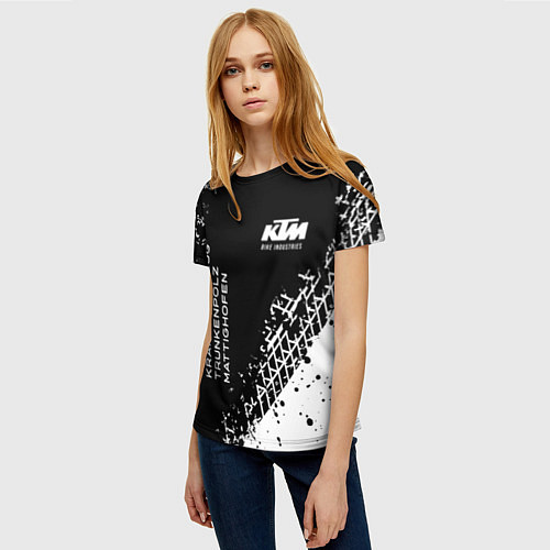 Женская футболка KTM - следы от шин / 3D-принт – фото 3