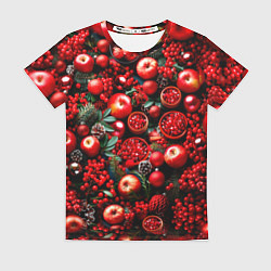 Футболка женская Рождественские ягоды и фрукты, цвет: 3D-принт