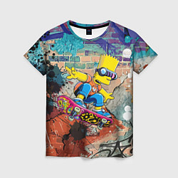 Футболка женская Bart Simpson on a skateboard - graffiti, цвет: 3D-принт