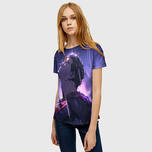 Женская футболка Superman - Neon rain / 3D-принт – фото 3