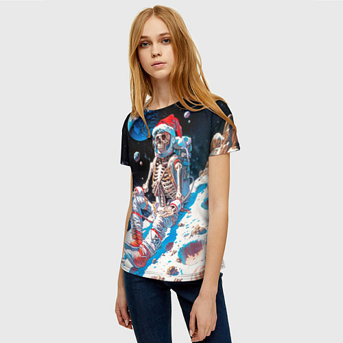 Женская футболка Санта скелет астронавт / 3D-принт – фото 3