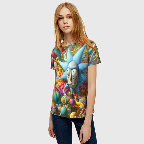 Женская футболка Рик Санчес - абстракция / 3D-принт – фото 3