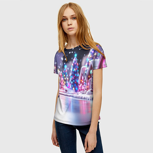 Женская футболка Новогоднее настроение фонариков / 3D-принт – фото 3