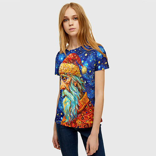 Женская футболка Santa Claus: pop-art-brut-nouveau pointillism / 3D-принт – фото 3