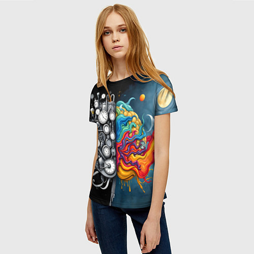 Женская футболка Креативный мозг / 3D-принт – фото 3