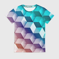 Футболка женская Объёмные разноцветные градиентные кубы, цвет: 3D-принт
