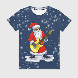 Женская футболка Новогодний музыкант дед мороз