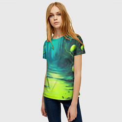 Футболка женская Зелёная кислотная абстракция, цвет: 3D-принт — фото 2