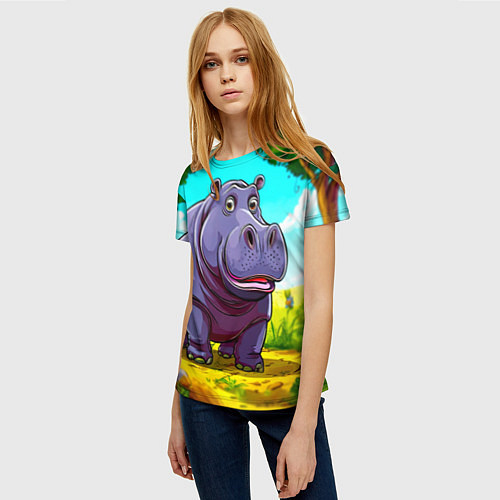 Женская футболка Гиппопотамчик / 3D-принт – фото 3