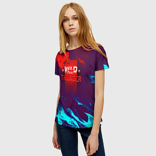 Женская футболка Вартандер неоновый огонь / 3D-принт – фото 3