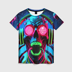 Футболка женская Metallica - neon skull with headphones, цвет: 3D-принт