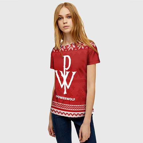 Женская футболка Новогодний Powerwolf / 3D-принт – фото 3
