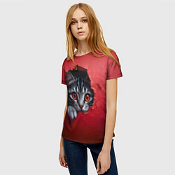Футболка женская Выглядывающий котик, цвет: 3D-принт — фото 2