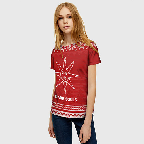 Женская футболка Новогодний Dark Souls / 3D-принт – фото 3