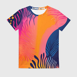 Женская футболка Векторная абстракция с растениями - нейросеть