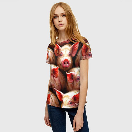 Женская футболка Поросята / 3D-принт – фото 3
