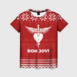 Футболка женская Новогодний Bon Jovi, цвет: 3D-принт