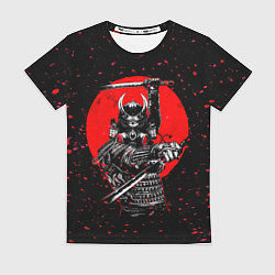 Футболка женская Кровавый самурай и луна, цвет: 3D-принт