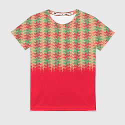 Женская футболка Красный с зелёным текстурированный
