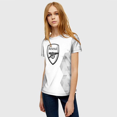 Женская футболка Arsenal white poly / 3D-принт – фото 3