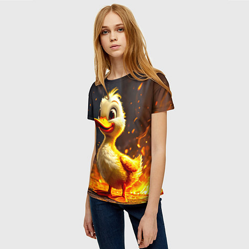 Женская футболка Утенок в огне / 3D-принт – фото 3