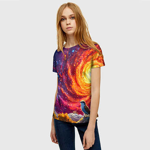 Женская футболка Кукушка в космосе / 3D-принт – фото 3